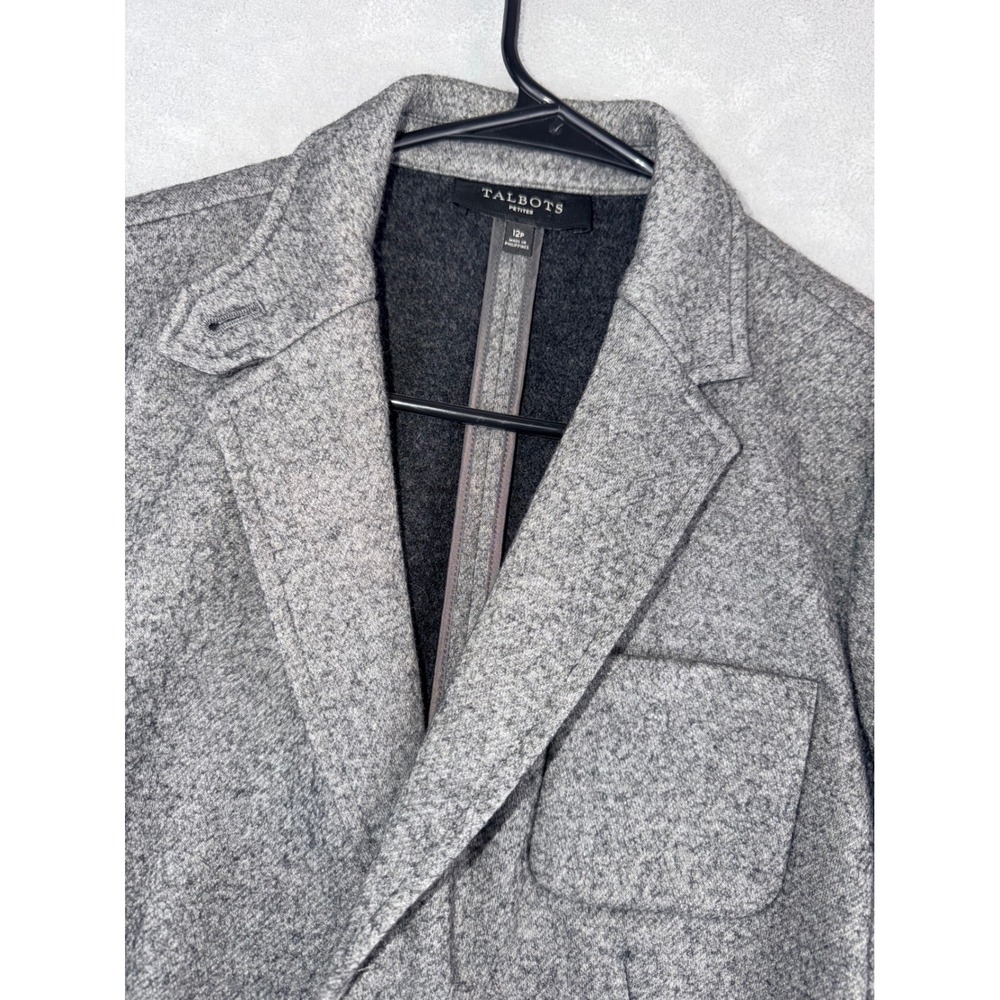 Talbots Petites 12P Gray Wool Blend Salt and Pepper Blazer Jacket‎ PH200 05/14